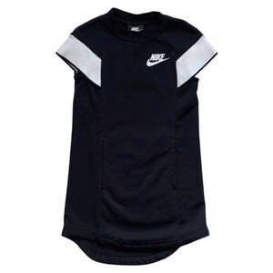 NIKE Girls Fleece One-Piece Tennis Skirt Shirt Dress Black White Size XS